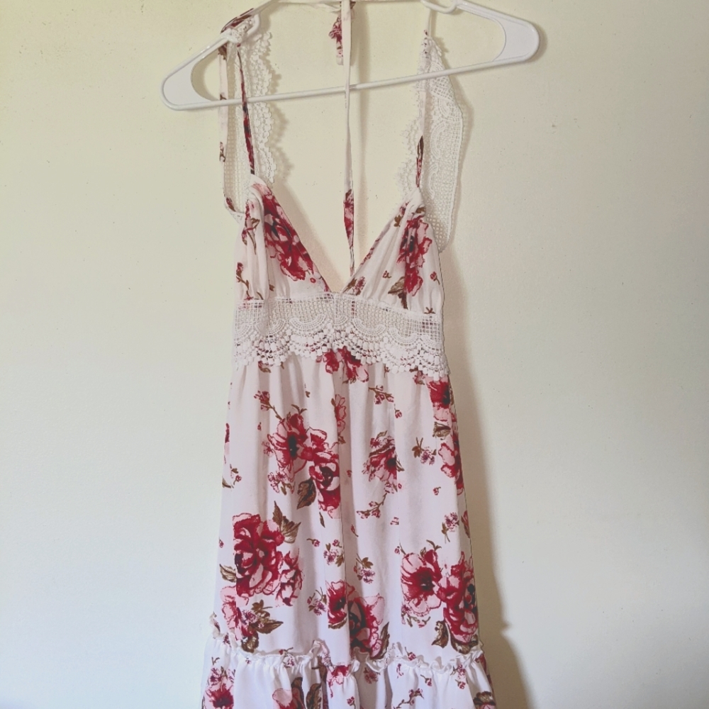 White dress with flowers